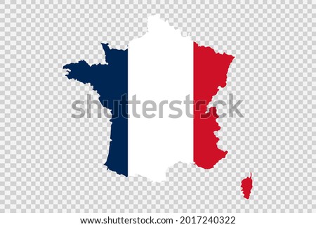 France flag on map isolated  on png or transparent  background,Symbol of France,template for banner,card,advertising ,promote, TV commercial,web, vector illustration, top gold winner sport  country  