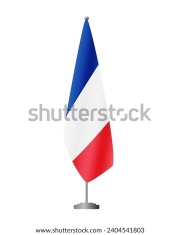 France flag on flag stand for official meetings, transparent background, vector