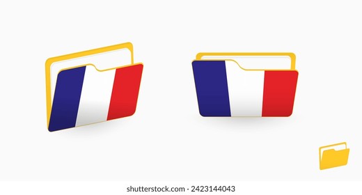 France flag on two type of folder icon. Vector illustration.