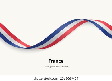 France flag on Waving ribbon. Template for independence day