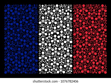 France Flag pattern organized of wmd nerve agent chemical warfare design elements.
