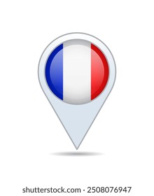 Francia - bandera pin para mapa. Ilustración vectorial.