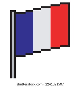 France flag pixel art. Vector illustration