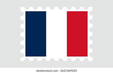 france flag postage stamp isolated on gray background.