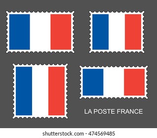 France flag postage stamp set, isolated on grey background, vector illustration.