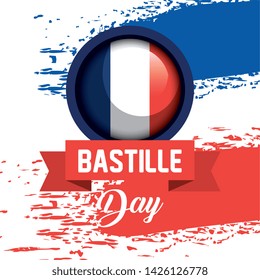 france flag with ribbon to bastille celebration