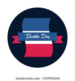 france flag with ribbon block and flat style icon design, Bastille day and french theme Vector illustration