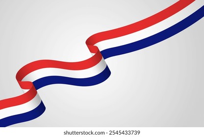 France flag ribbon curved isolated on white background with text area. Vector EPS10