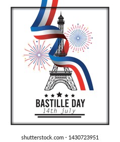 france flag ribbon with eiffel tower