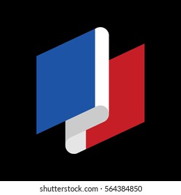 France flag ribbon isolated. French tape banner. state symbol
