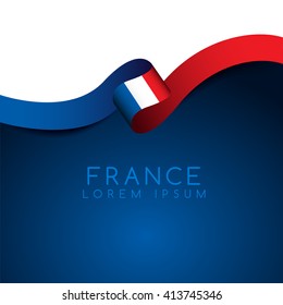 France Flag Ribbon : Vector Illustration