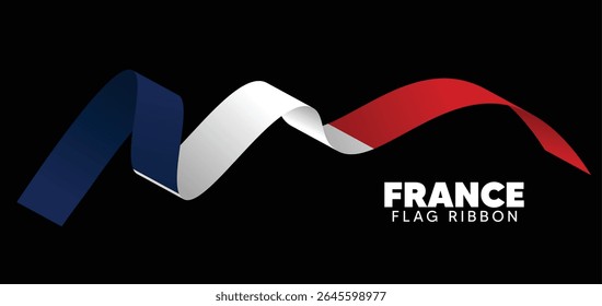 France flag ribbon vector on black isolated