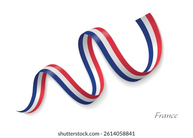 France flag ribbon waving national colors, symbolizing pride, unity and national identity