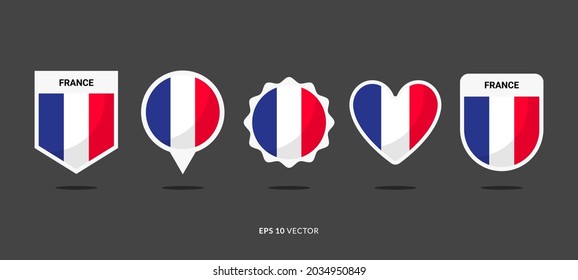 France Flag Set Vector Illustration. Good Used For Sticker, Logo, Icon, Clipart, Etc - EPS 10 Vector