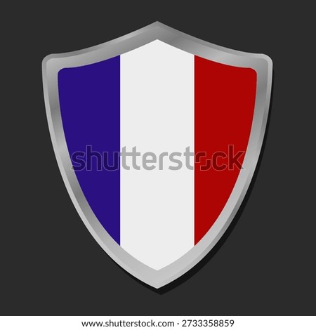 France flag in the shape of a shield illustrated in vector