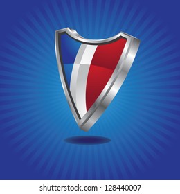 France Flag Shield Emblem EPS 8 vector, no open shapes or paths. Grouped for easy editing.
