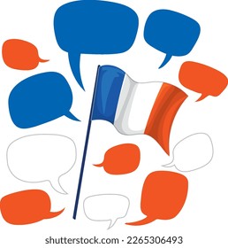 Bandera de Francia con ilustración de burbuja de voz