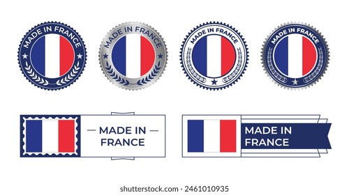 France flag, France flag Stamp, Made in France. France verified, Country Flag Stamp, Verified, Certified, Made in, Tag, Seal, Stamp, Silver, Flag, Icon vector.