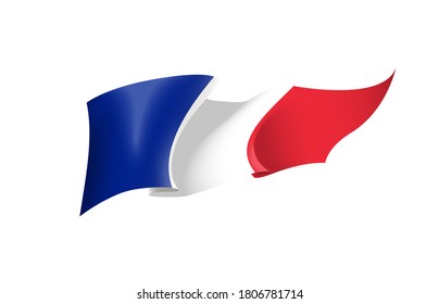 France flag state symbol isolated on background national banner. Greeting card National Independence Day of the French Republic. Illustration banner with realistic state flag of Fifth Republic France.