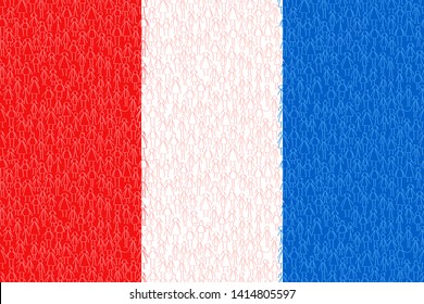 France, flag with stick people, citizens, conceptual graphic, crowd of red white and blue stick men, women and children