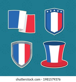 france flag symbols set design