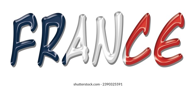 Tipo de letra del texto del indicador FRANCE, fondo coloreado del indicador 3D FRANCE, ilustración vectorial del indicador FRANCE