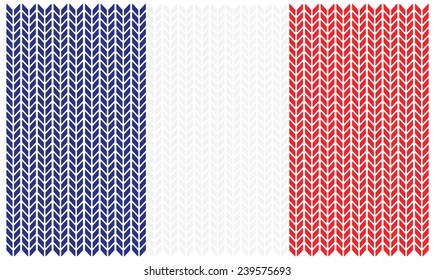 France flag with with texture of wool
