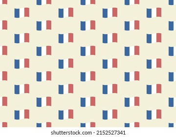 France flag tricolour vector seamless pattern on blue background