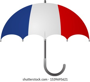 France flag umbrella. Social security concept. National flag of France vector illustration