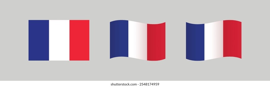 France Flag. Various flat design of France Flag on the flagpole . Modern World Flag design, Vector illustration template design.