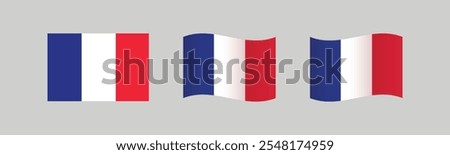 France Flag. Various flat design of France Flag on the flagpole . Modern World Flag design, Vector illustration template design.
