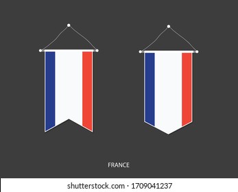 Frankreich Flagge in verschiedenen Formen, Fußballflagge Pennant Vektorillustration, Vektorillustration Illustration.