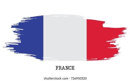 France flag vector grunge paint stroke  