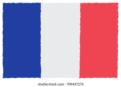 France Flag Vector Hand Painted with Brush. Flag Vector Illustration. 