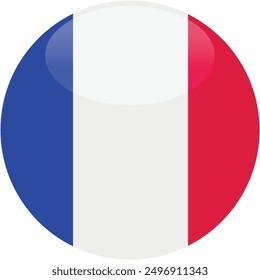 France flag vector icon. Glossy round icon with flag of the France on white background