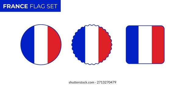France flag vector icon set. France banner signs. France badge symbols