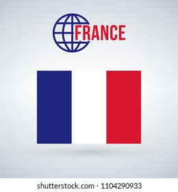 France flag vector illustration isolated on modern background with shadow.