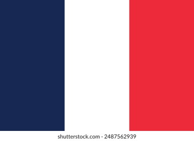 France Flag. Flag of France vector illustration isolated on white background editable for celebration of National Day of France. Bastille Day celebration 14th july.