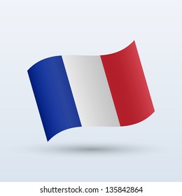 France flag waving form on gray background. Vector illustration.