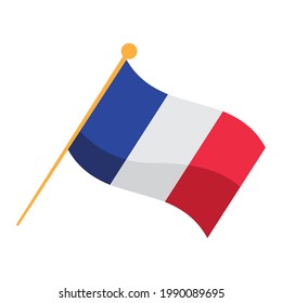 france flag waving in pole