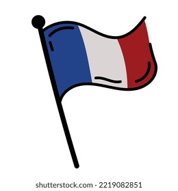france flag waving in pole