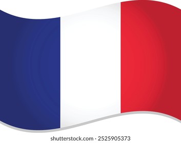 France Flag Waving Style 3D Vector