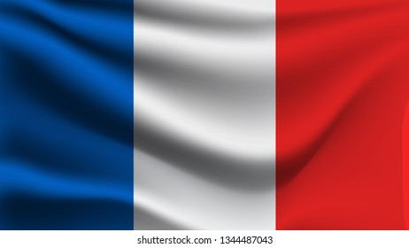 France flag waving with the wind, 3D illustration