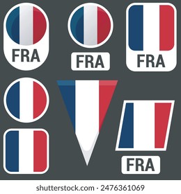 France flags collection. Flags of different shapes. Vector illustration
