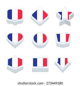 france flags icons and button set nine styles