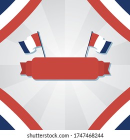 france flags and ribbon design, Happy bastille day and french theme Vector illustration