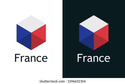 France flags set, Flat Vector Emblem with captions for Travel Tours, Elections or Sport Events decoration. Creative illustration with caption fit into national design