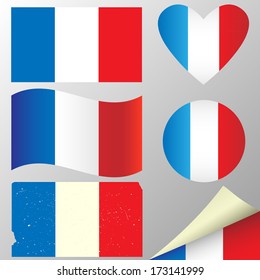 France flags set. Vector illustration.