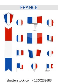France Flat Flag Collection. Flat flags vector illustration.