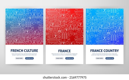France Flyer Konzepte. Vektorgrafik von Outline Design.
